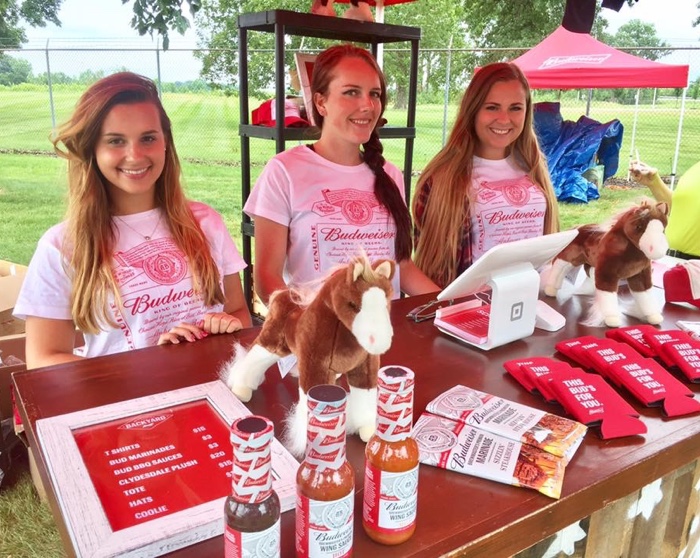 Budweiser girls giving product demo